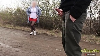 Public Amateur Masturbates And Gets A Handjob From A Curious Mom