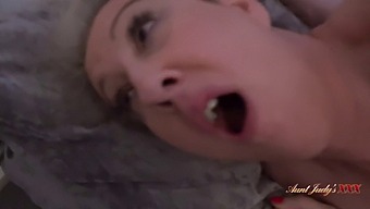 British Milf Mrs. Maggie Gets Caught In The Act Of Masturbating By Horny Stepdaughter