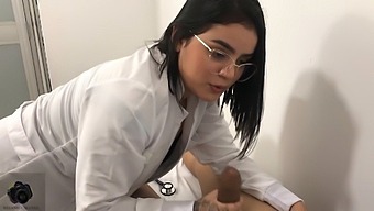 Latina Doctor With A Big Butt Helps Her Patient With An Erectile Dysfunction - In Spanish.